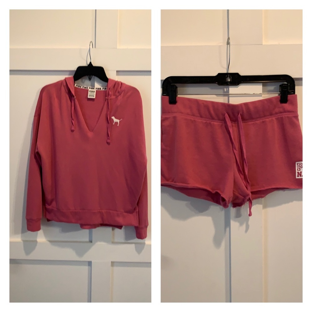 Victoria’s Secret Pink sweatshirt and shorts